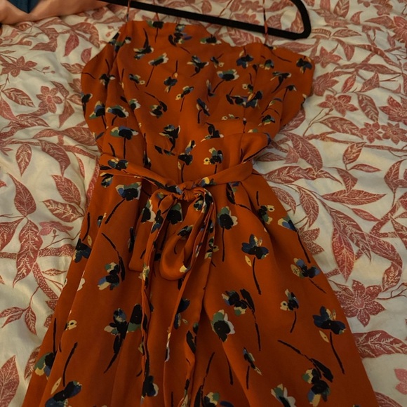 Sienna Sky Strapless Floral Dress in Orange and Black - Picture 1 of 5